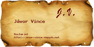 Jávor Vince névjegykártya